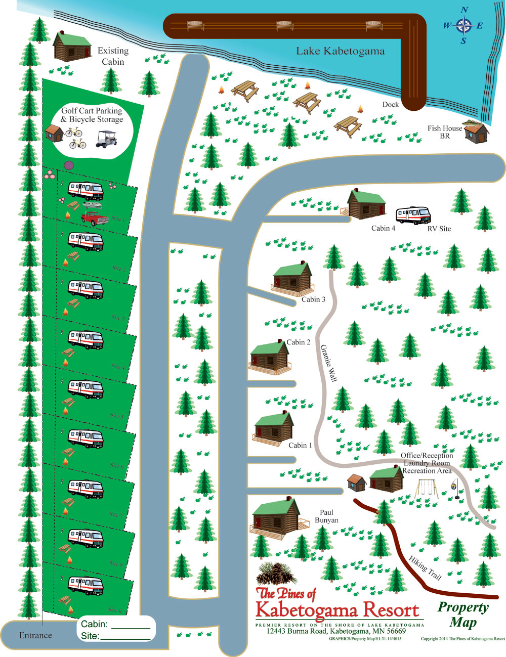 Resort Property Map - The Pines Resort Lake Kabetogama | Northern ...